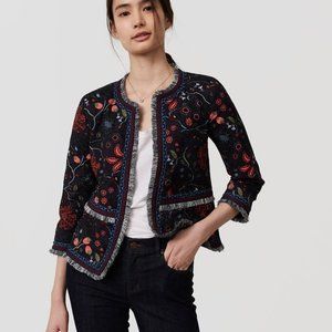 Ann Taylor Loft Floral Fringe Embroidered Blazer